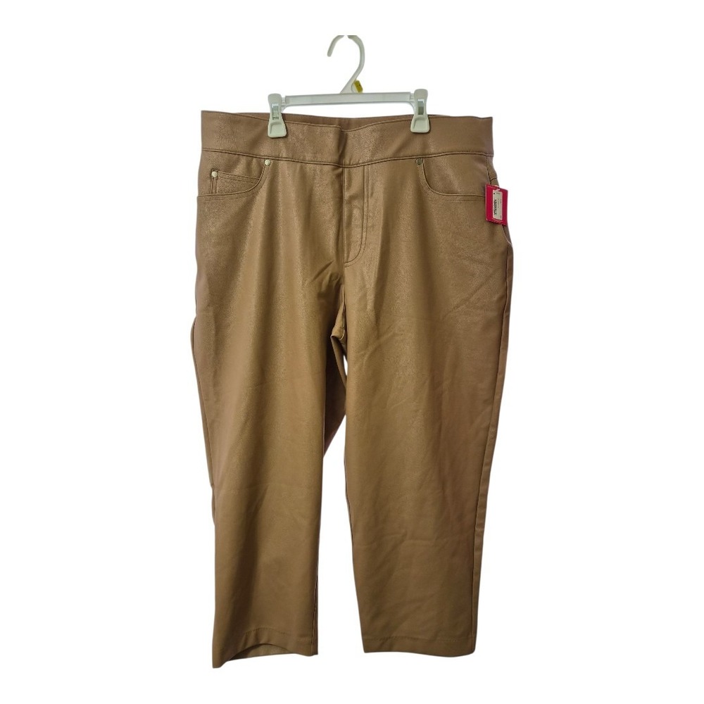 SPANX Leather-Like Straight Leg Pant 25" Toffee Womens Medium 1X‎